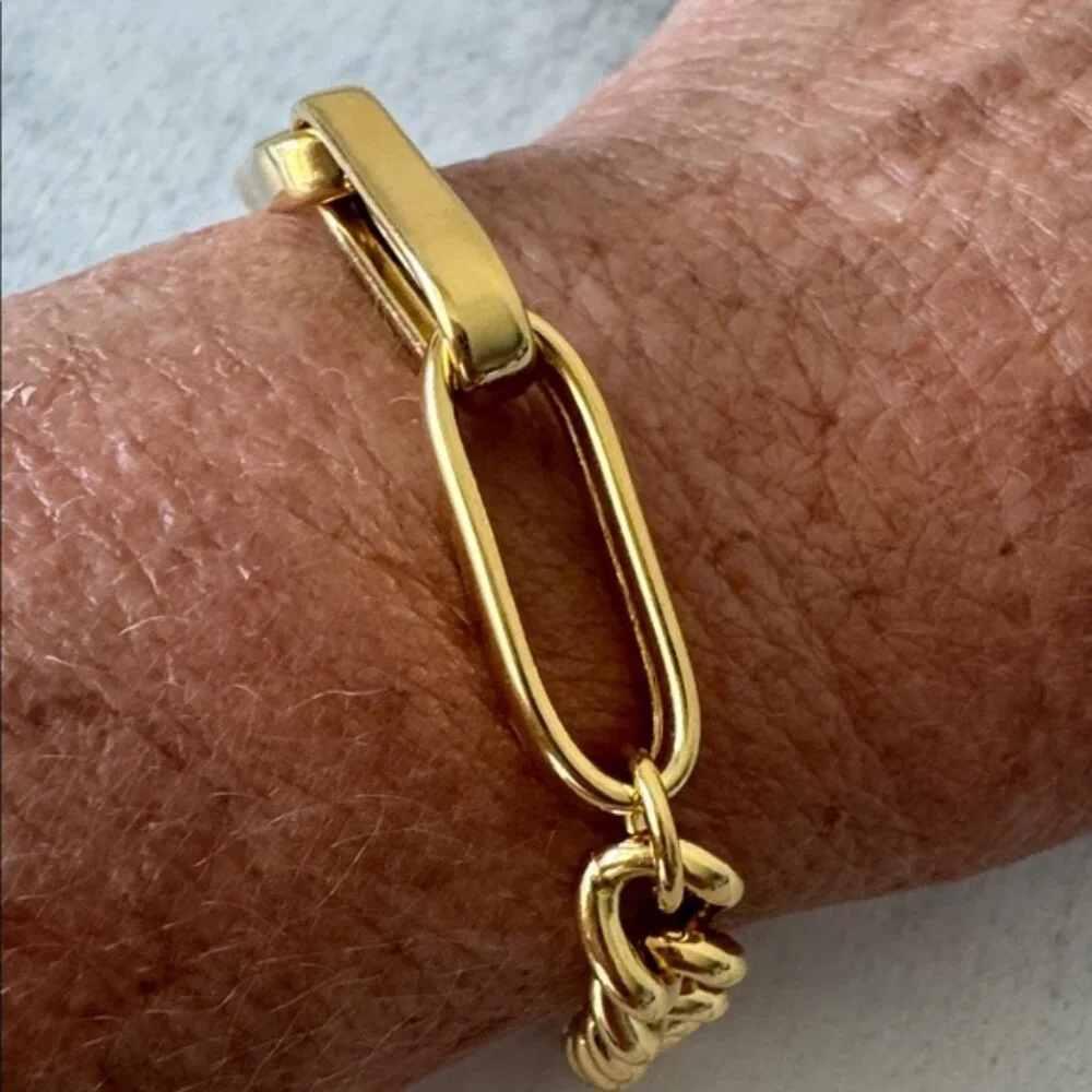 Milor Gold Plated 925 Sterling Silver Chain Link Bracelet Italy 7.5in long